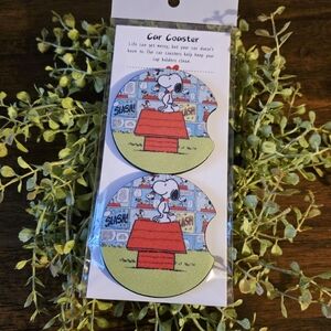 Snoopy Car Coaster Set - Red and White